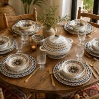 service de table en poterie artisanale