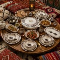 service de table en poterie artisanale